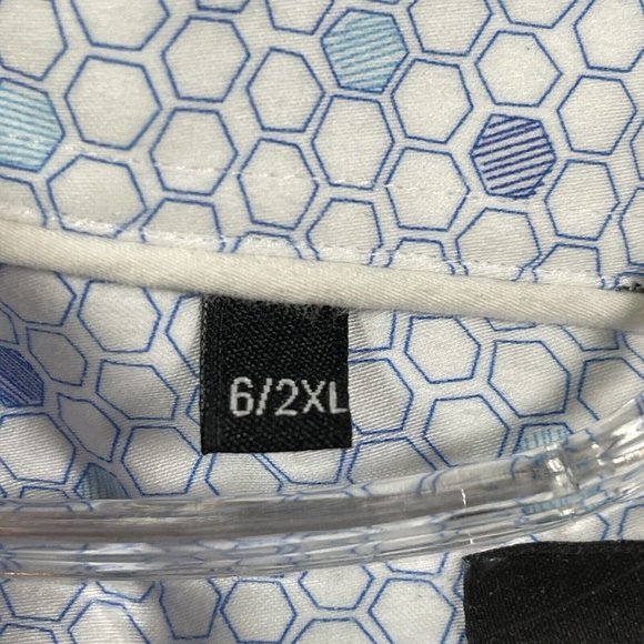 Maceoo Mens Button‎ Up Shirt Size 2XL Blue White Geometric Print Long Sleeve - Picture 8 of 10